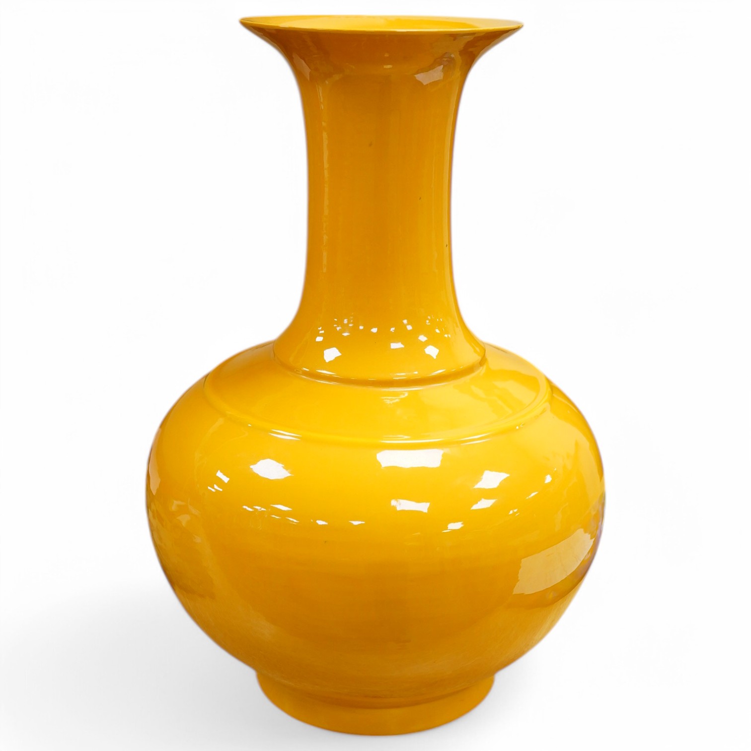 A Chinese yellow monochrome vase, 43.5cm high. Condition - good